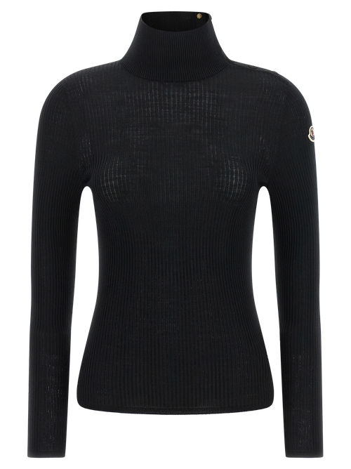 Virgin Wool Ribbed Sweater — Black