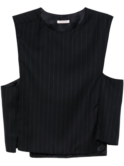 Striped wool waistcoat - Blue