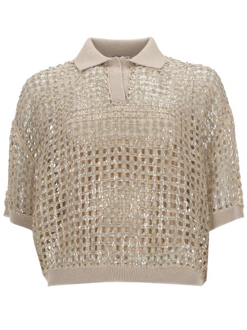 Silk And Linen Knit Polo Shirt