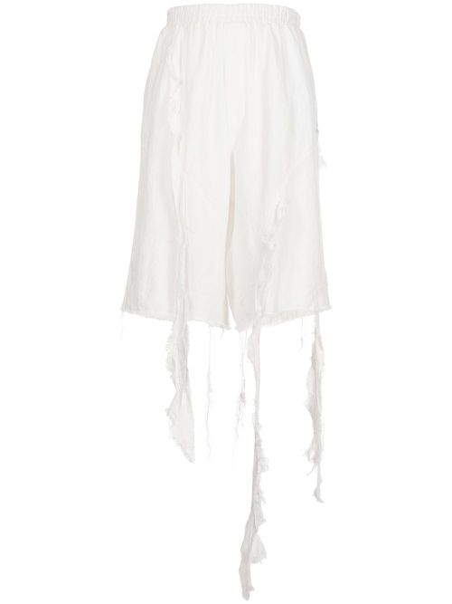 Frayed-hem knee-length shorts - White