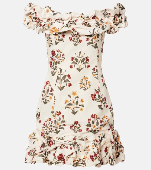 Floral ruffled cotton minidress