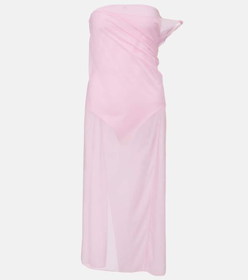 Courrèges Draped sheer jersey crêpe midi dress