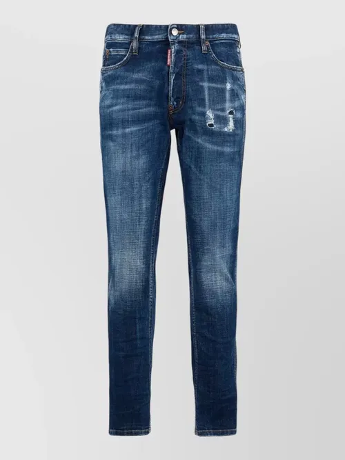 Dsquared2 - trousers belt loops distressed faded five pocket