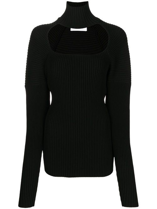 Ribbed-knit cut-out jumper - Black