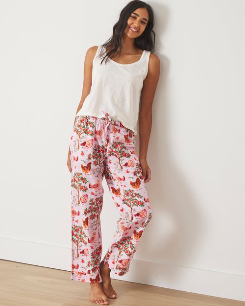 Organic Cotton Pajama Pants in Hen House | Women's XXS | Pink | Sleepwear