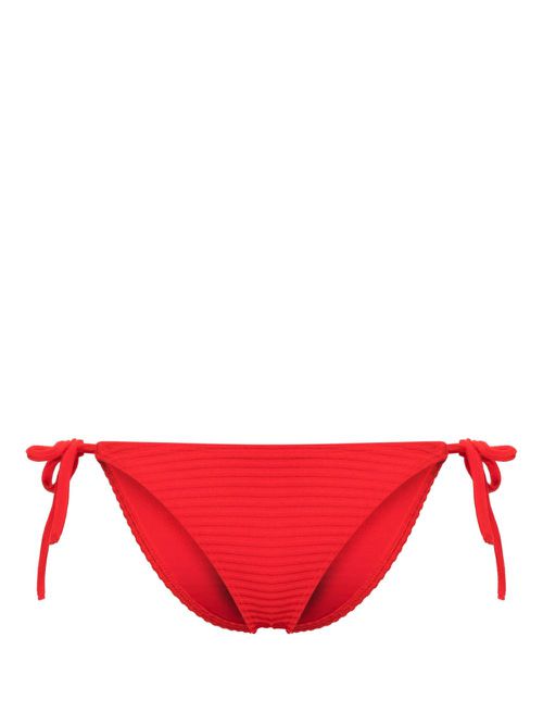 Ribbed-knit bikini bottoms - Red