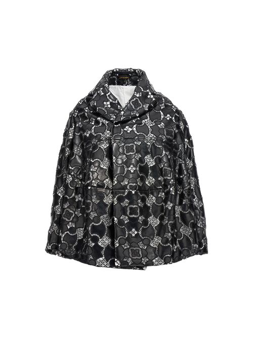 Laser-Cut Lace Polyurethane Jacket — Black