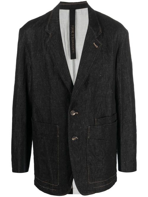 Patch-pockets denim blazer - Black