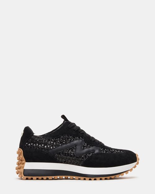 Steve Madden Women's Campo Lace-Up Sneakers - Black/Beige - - Synthetic