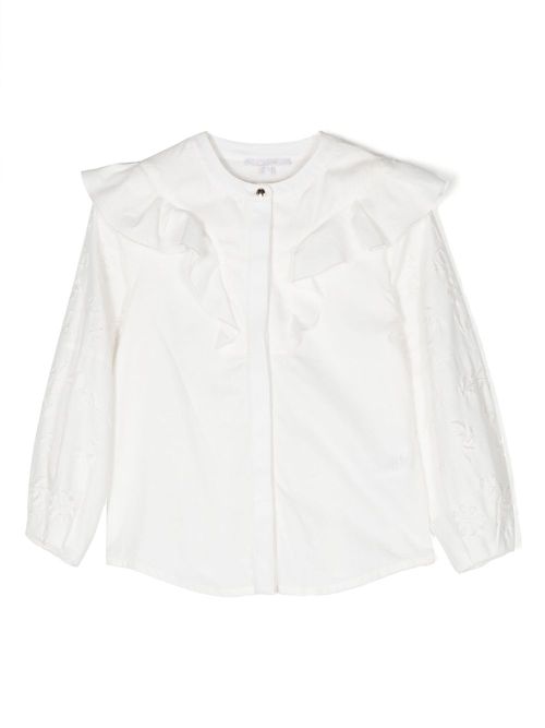 Embroidered-design cotton blouse - White