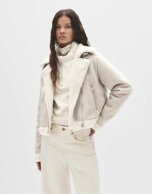 Short double-faced jacket in beige-Neutral
