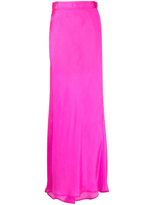 Satin-finish maxi skirt - Pink