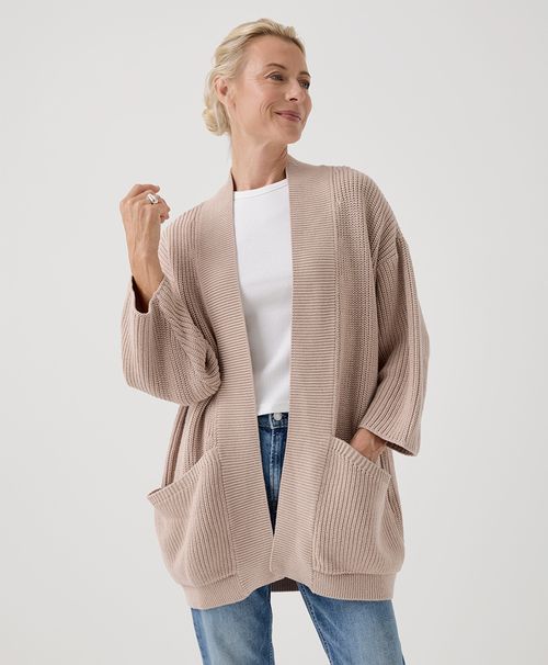 Women's Oat Luxe Knit Open Coatigan SX