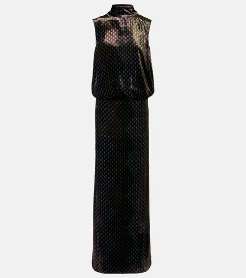 Printed satin maxi dress