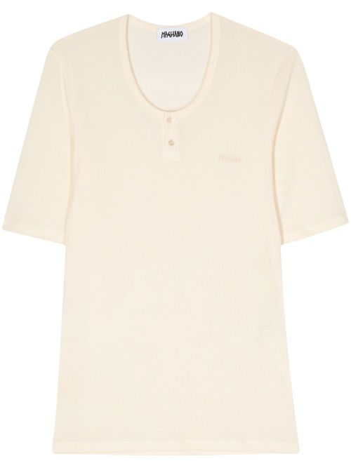 Embroidered-logo T-shirt - Yellow
