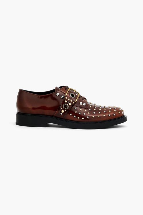 Embellished burnished leather brogues