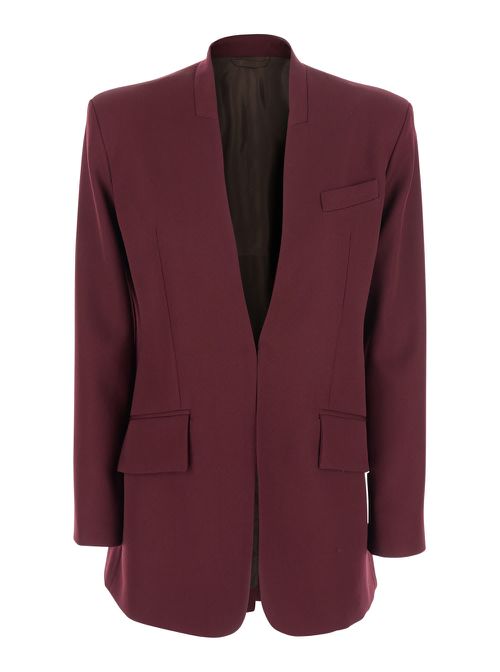 Bordeaux Jacket With Deep Neckline And Straps In Wool Woman