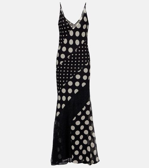 Polka-dot silk maxi dress