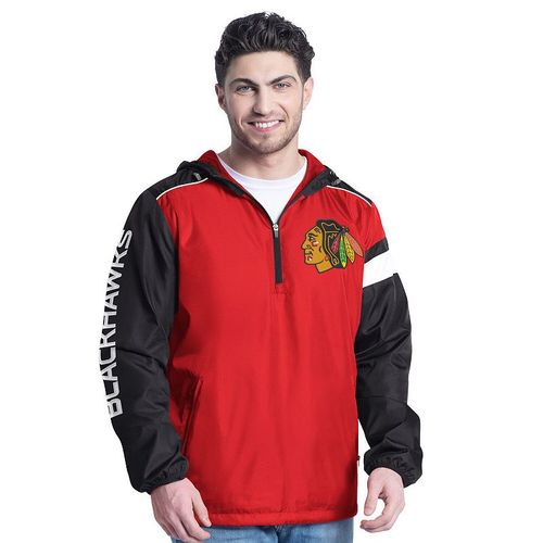 Men's G-III Sports by Carl Banks Red/Black Chicago Blackhawks ateral Half-Zip Hoodie Jacket, : arge
