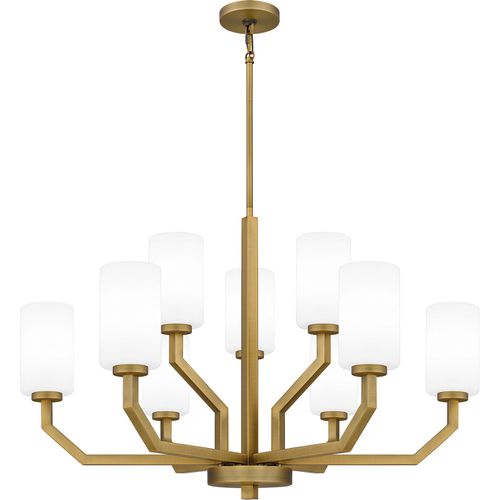 Aged Brass Nine Light Chandelier from the Cavalier Collection