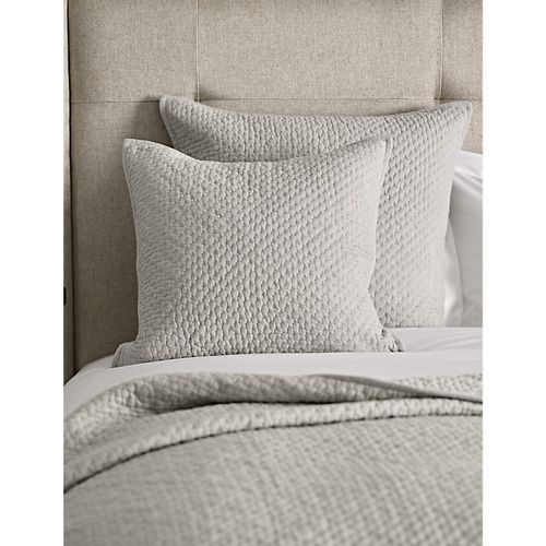 Blue/grey Hayden Hand-quilted Medium Cotton Square Cushion 50cm x 50cm Square