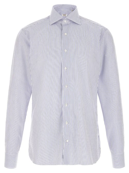 Striped Cotton Poplin Shirt — Blue