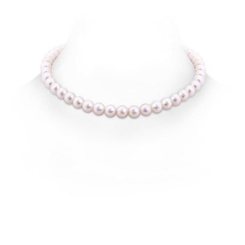 "Angara 8-8.5mm 16"" Freshwater Pearl Single Strand Choker Necklace in 14K White Gold"