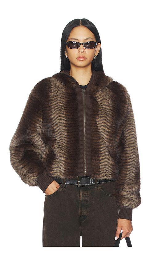 Jaded London Bear Faux Fur Jacket in Brown. L. Also in XS, S