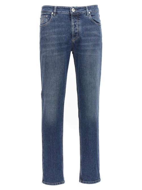Logo Embroidery Stretch Jeans