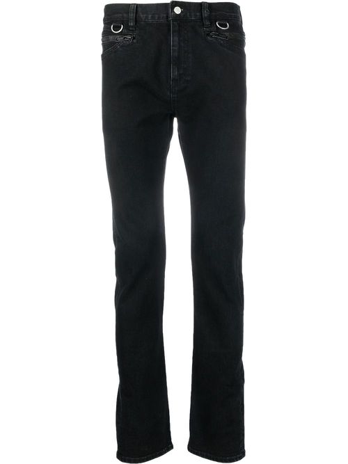 Zip-pocket straight-leg jeans - Black