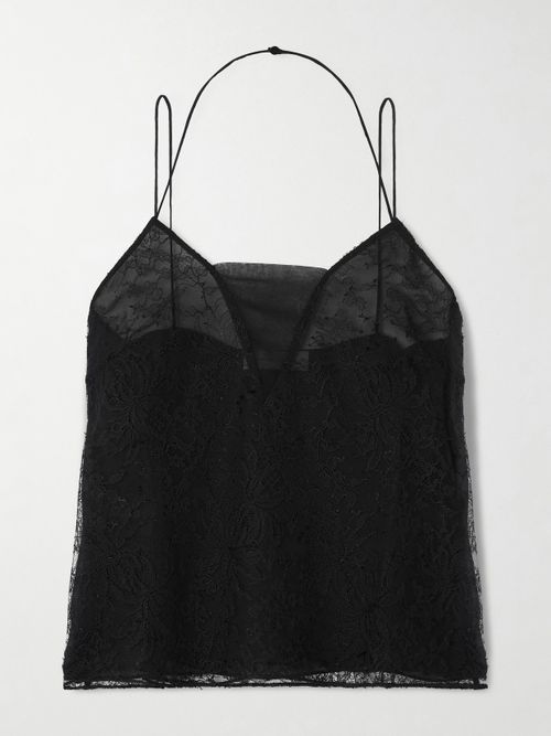 Mariana Layered Lace And Silk-georgette And Camisole - Black
