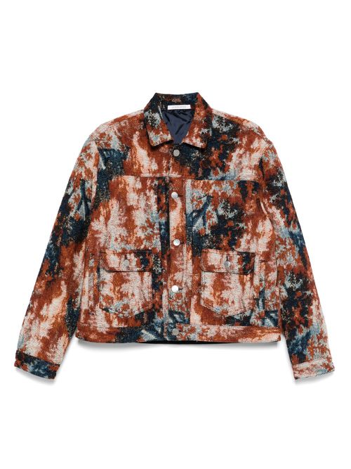 Abstract-print shirt jacket - Brown