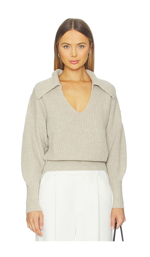 Nation Los Angeles Ashton Collared Pullover in Moonbeam Heather. XS also in L, M, S, XL/1X