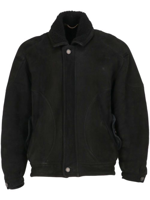 1980s pre-owned suede bomber jacket - Black