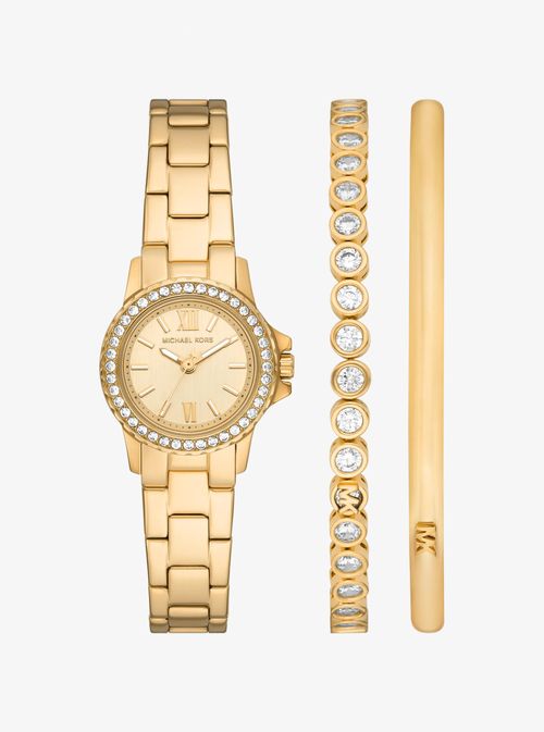 Petite Everest Gold-Tone Watch and Pavé Bangle Jewelry Gift Set in Gold - One Size
