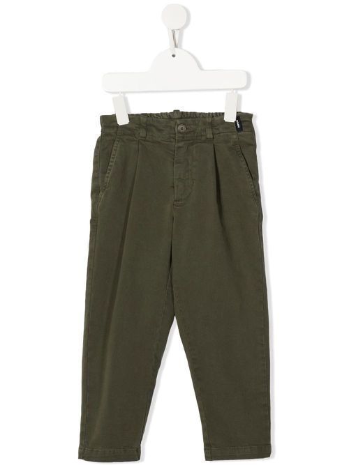 Elasticated straight-leg trousers - Green