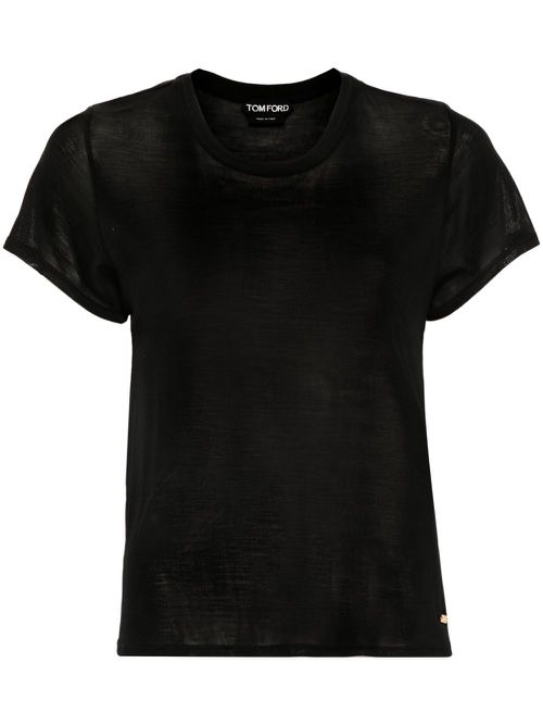 Logo-plaque silk T-shirt - Black