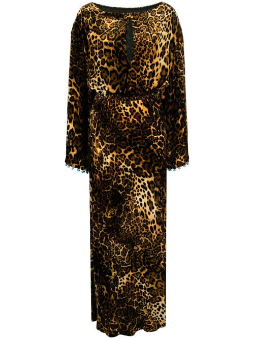 Leopard-print embellished maxi dress - Brown
