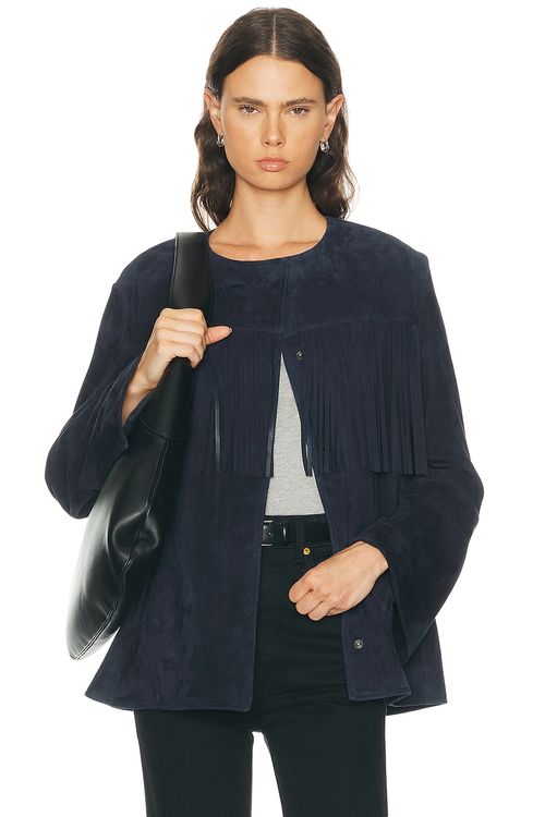 NOUR HAMMOUR Marfa Coat in Navy - Navy. S also in XS