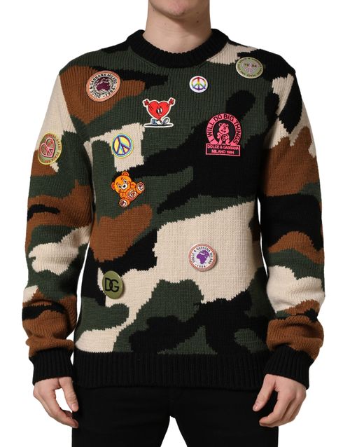 Camouflage Intarsia-Knit Sweater — Multicolor