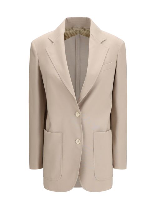 Single-Breasted Wool-Blend Blazer — Green