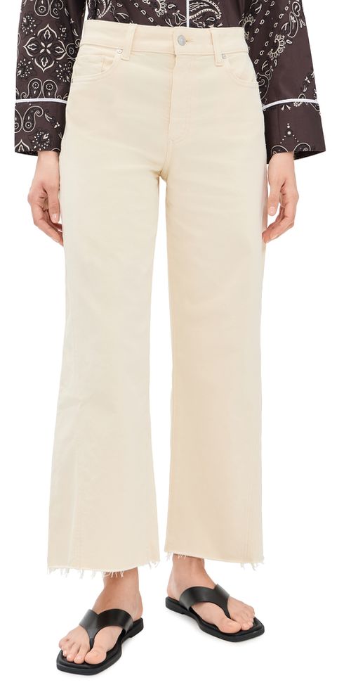 Anessa Jeans with Twisted Outseam Panel and Raw Hem Butter Yellow