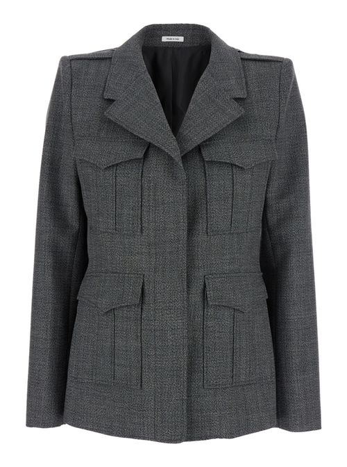 Grey Notched Lapel Blazer
