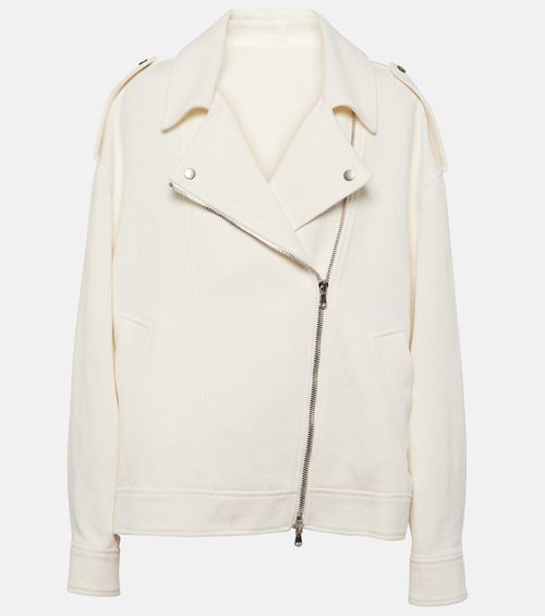 Cotton and linen biker jacket