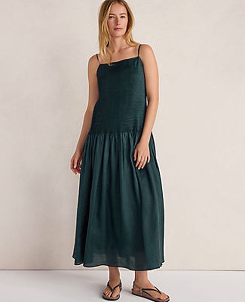 Ann Taylor Haven Well Within Ramie Blend Pleated Maxi Dress