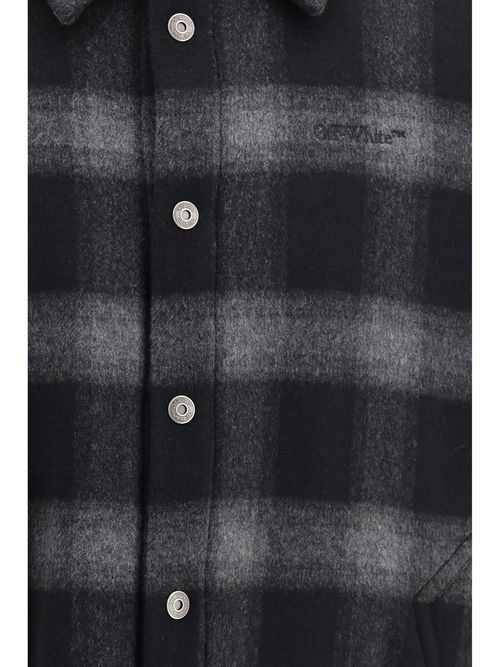 Padded Checked Wool Jacket — Black