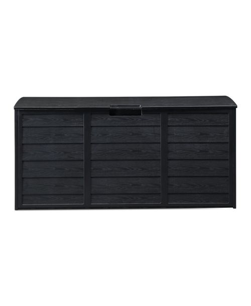 Black Outdoor Garden Plastic Storage Deck Box - Lockable Chest for Tools, Cushions, and Toys - Black