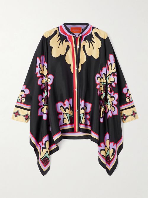Printed Silk-twill Shirt - Black