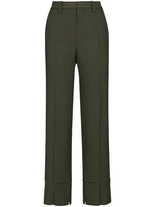 Straight-leg tailored trousers - Green