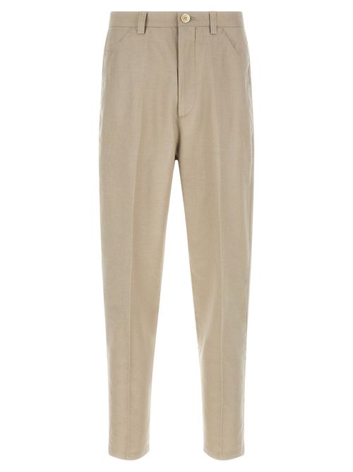 Panama Cotton-Linen Trousers — Beige